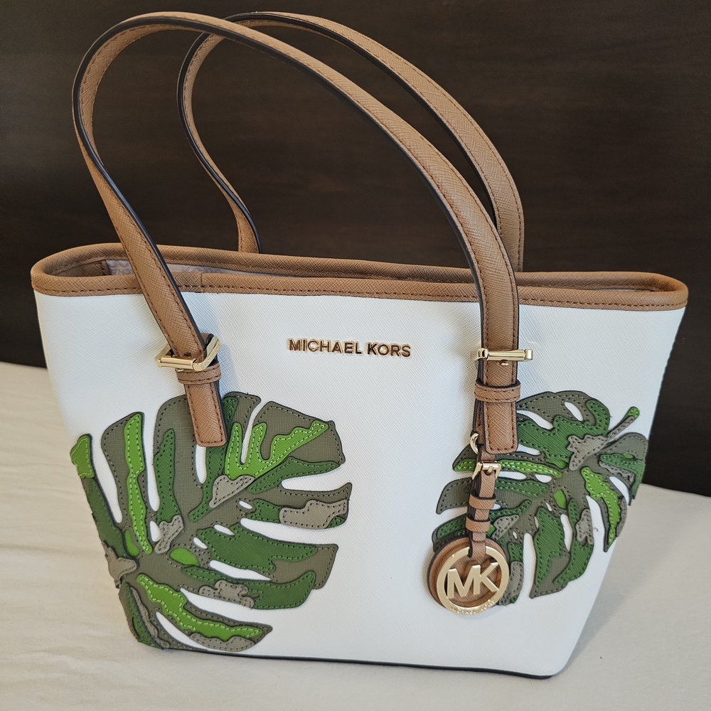 Michael Kors XS Carryall Jet Set Travel Tote In Optic White